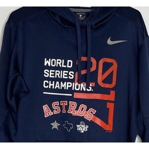 Houston Astros Hoodie Men's Medium Blue Nike Polyester World Series 2017 Adult